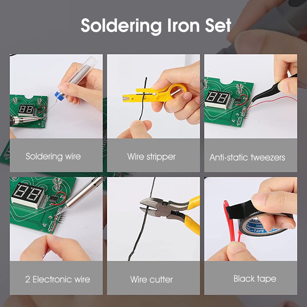 HASTHIP® Electric Soldering Iron Kit 80W Temperature Adjustable Welding Iron Soldering Kit Desoldering Pump, Solder Wire, Welding Iron Stand with Sponge, Tweezers, Wire Cutter for Electronics - 12 Pcs HASTHIP® Electric Soldering Iron Kit 80W Temperature Adjustable Welding Iron Soldering Kit Desoldering Pump, Solder Wire, Welding Iron Stand with Sponge, Tweezers, Wire Cutter for Electronics - 12 Pcs